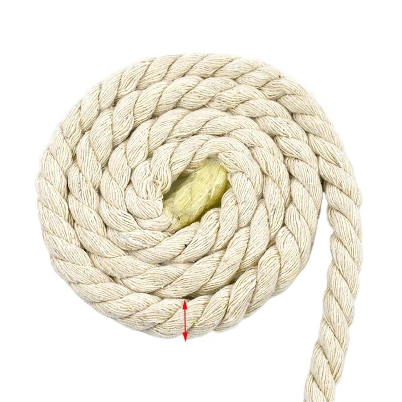Cordón de algodón Trenzado 2/5/10M Beige 5-20mm Cordón de macramé Trenzado 3 acciones Cuerda algodón Cuerdas retorcidas Hilo Bolsa Decorativa(Beige-15mm,10Meters)