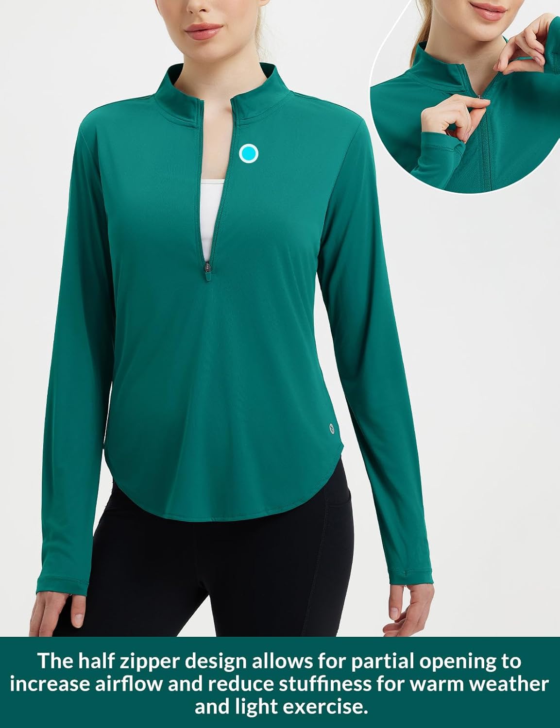 baleaf Women's Sun Shirts UPF50+ Half Zip Shirt Rash Guard Long Sleeves SPF Lightweight Clothing UV Protection Hiking Top - Image 4