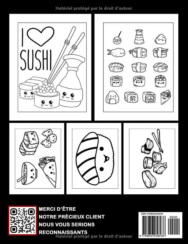 Miniatura 2 de Livre de coloriage Kawaii Sushi Laissez libre cours à votre créativité avec ce liv (French Edition)