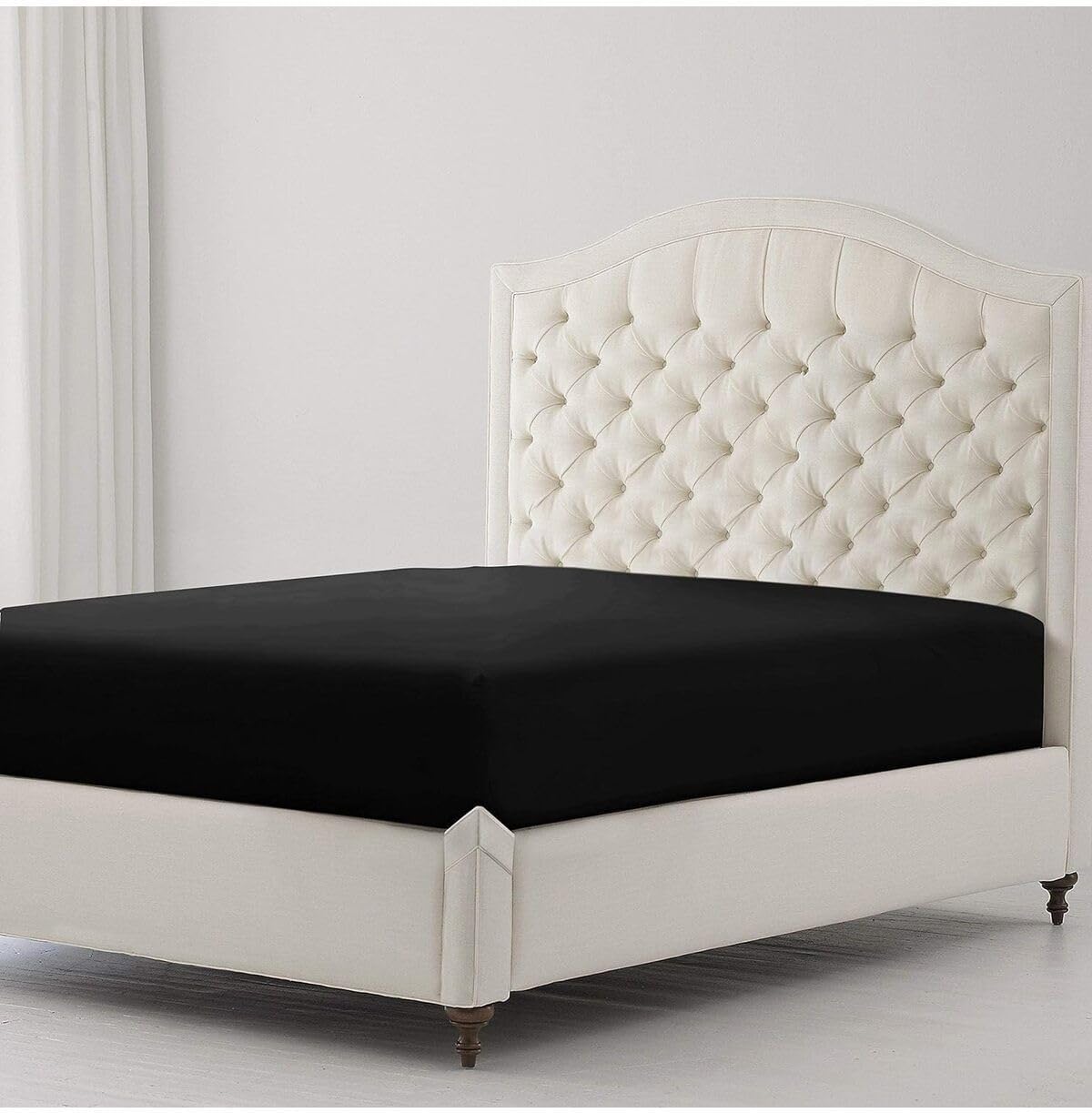 Ezgi Lastikli%100 Pamuk Penye Çarşaf 120X200 Ara Boy Siyah, carsaaf120
