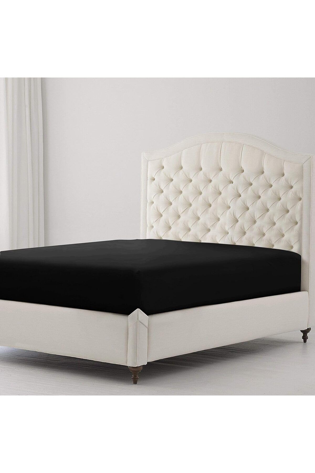 Ezgi Lastikli%100 Pamuk Penye Çarşaf 120X200 Ara Boy Siyah, carsaaf120