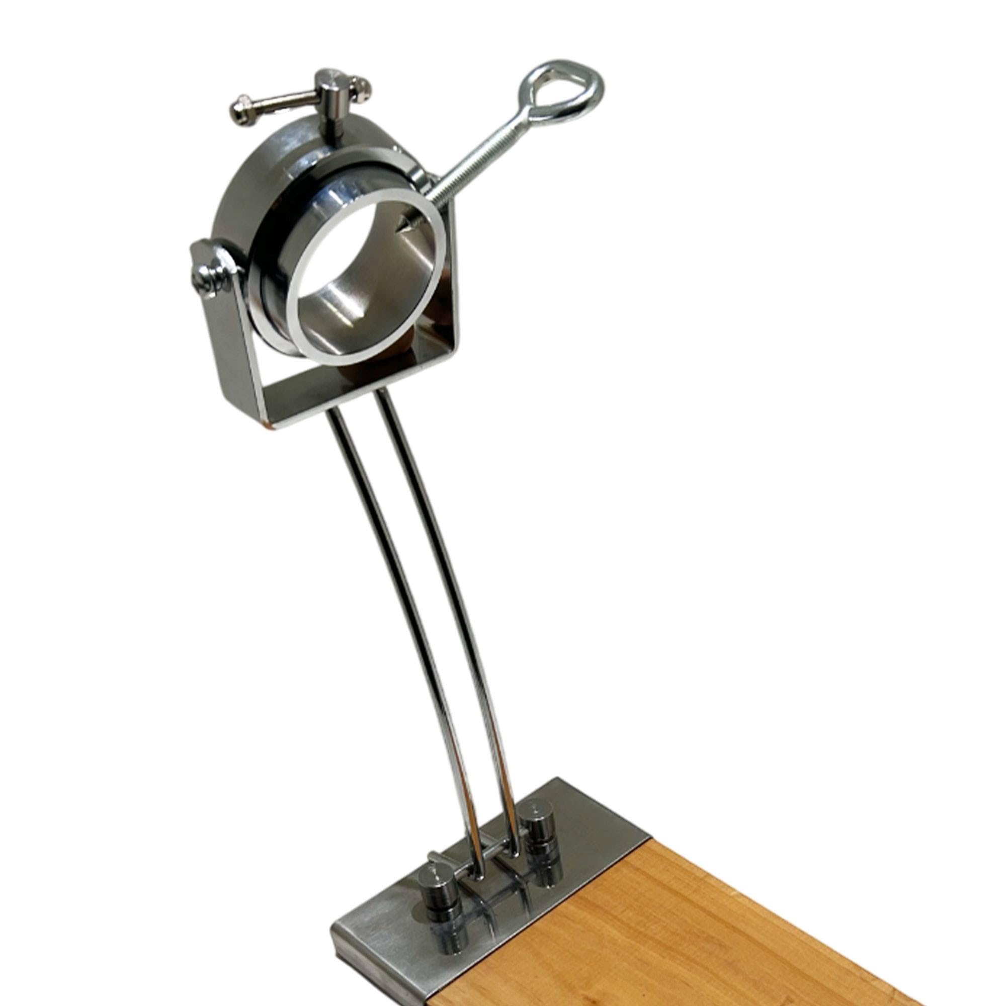 Well Home Jamonero IBERIA Luxe con cabezal giratorio, base de madera y acabados en acero inoxidable