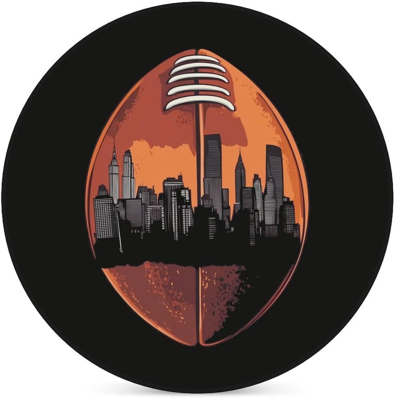 Football City Skyline Coasters for Drink Round Ceramic Coaster with Cork Base Home Decorative 4PCS