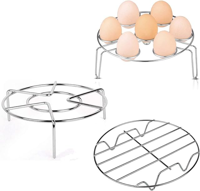 Aupolo Steamer Rack Stainless Steel Steaming Rack For Instant Pot Trivet Egg Steam Rack Stand Cooking Food Holder Air Fryer Accessory For Pressure Cooker,Set of 3
