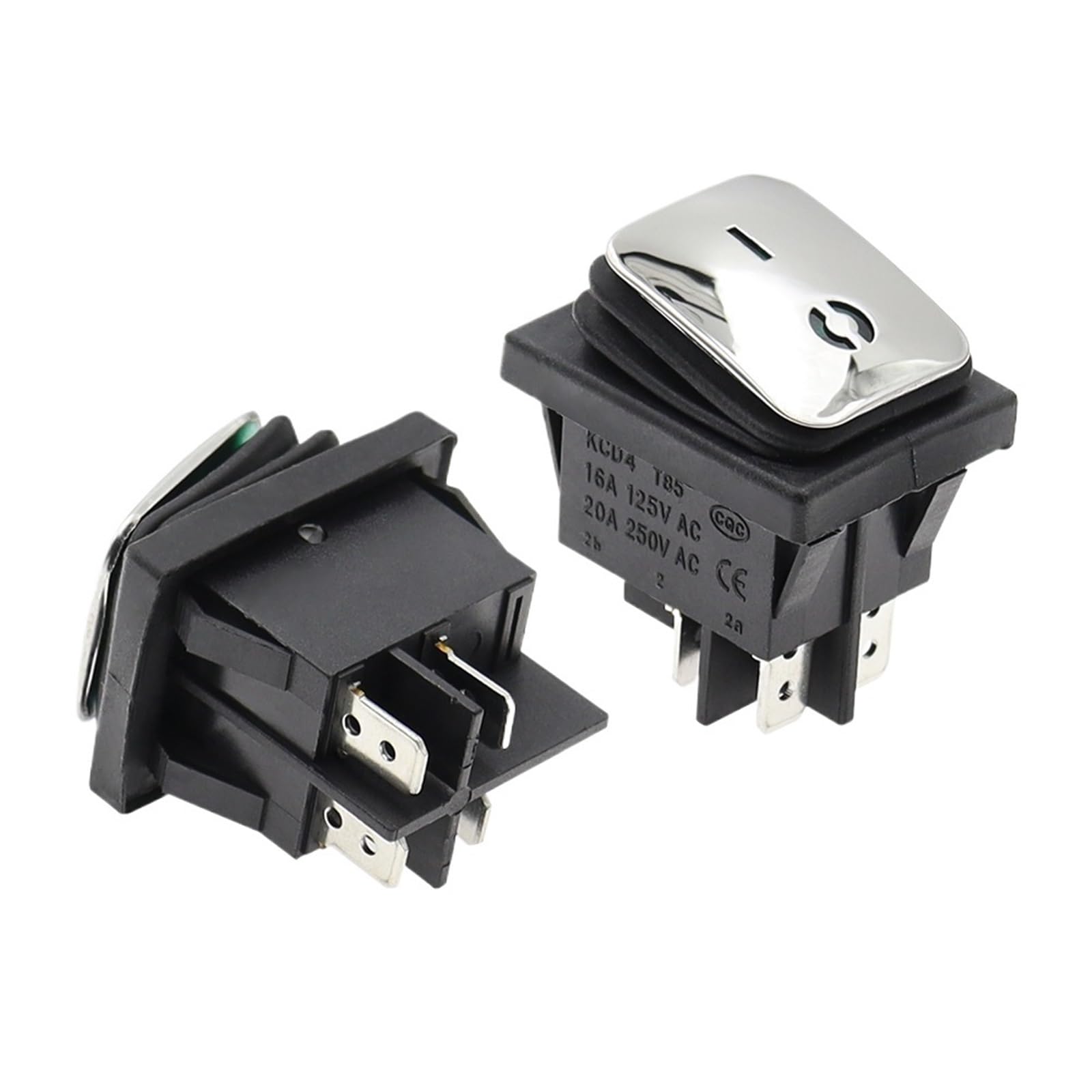 Interruptor KCD4 de acero inoxidable con 4 pines y luz azul para barcos y equipos eléctricos 7
