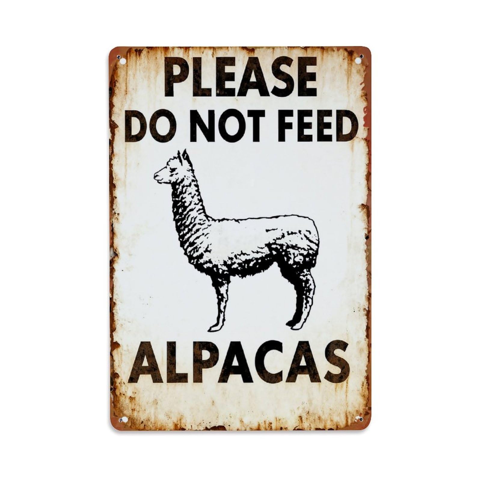 Jdfenggu Vintage Please Do Not Feed Alpacas Retro Metal Tin Sign, Decor Art Poster For Bar, Home, Man Cave, Kitchen, Laundry Room Gift 8X12inch