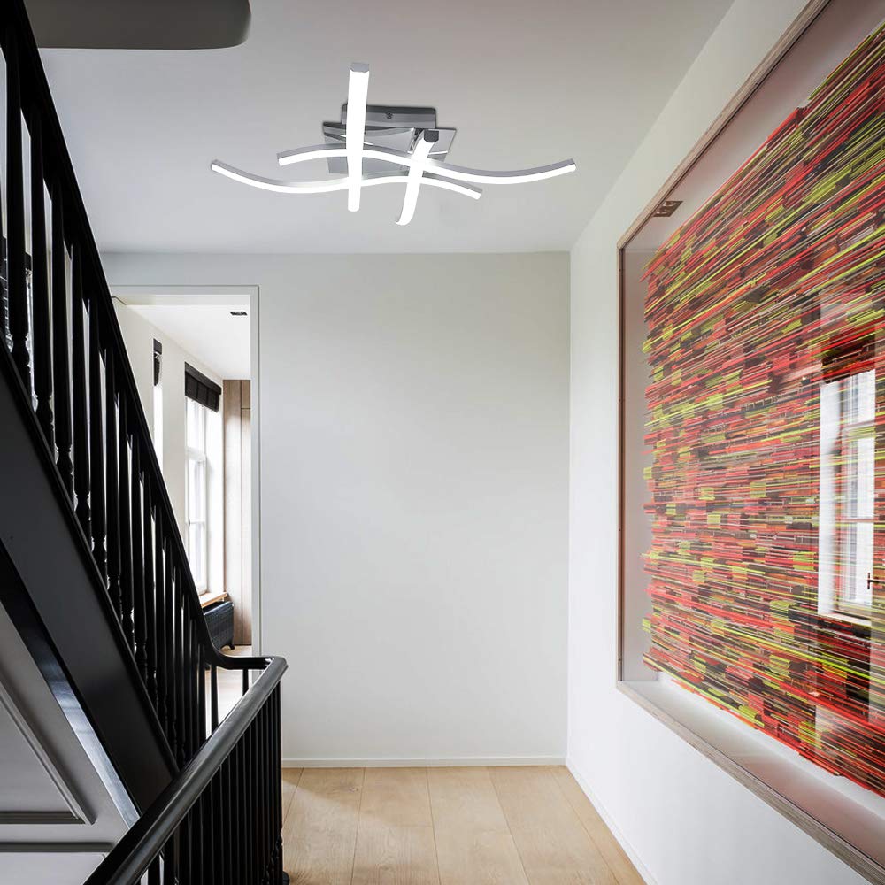 Plafoniera a LED luminosa 20W, lampada da soffitto moderna ed elegante con luce curva a 4 pezzi, 2000LM 6000K per illuminazione del corridoio del portico