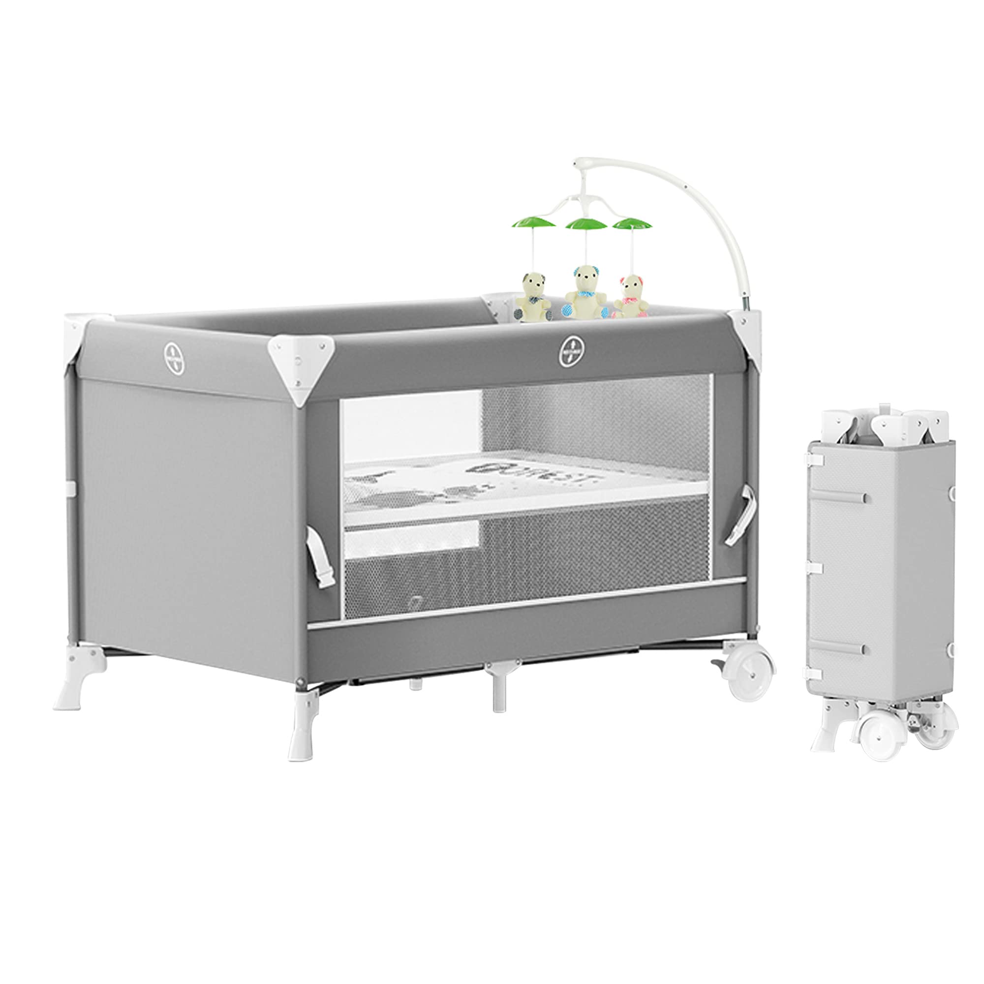 Amazon.co.jp: Yumcute プレイヤード ベビーベッド 折りたたみ ベビー