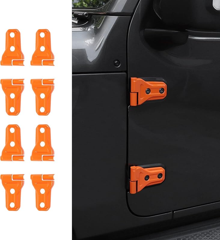 Capas de acabamento das dobradiças das portas JeCar para Jeep Wrangler JL JLU e Gladiator JT, laranja – Conjunto com 8 unidades