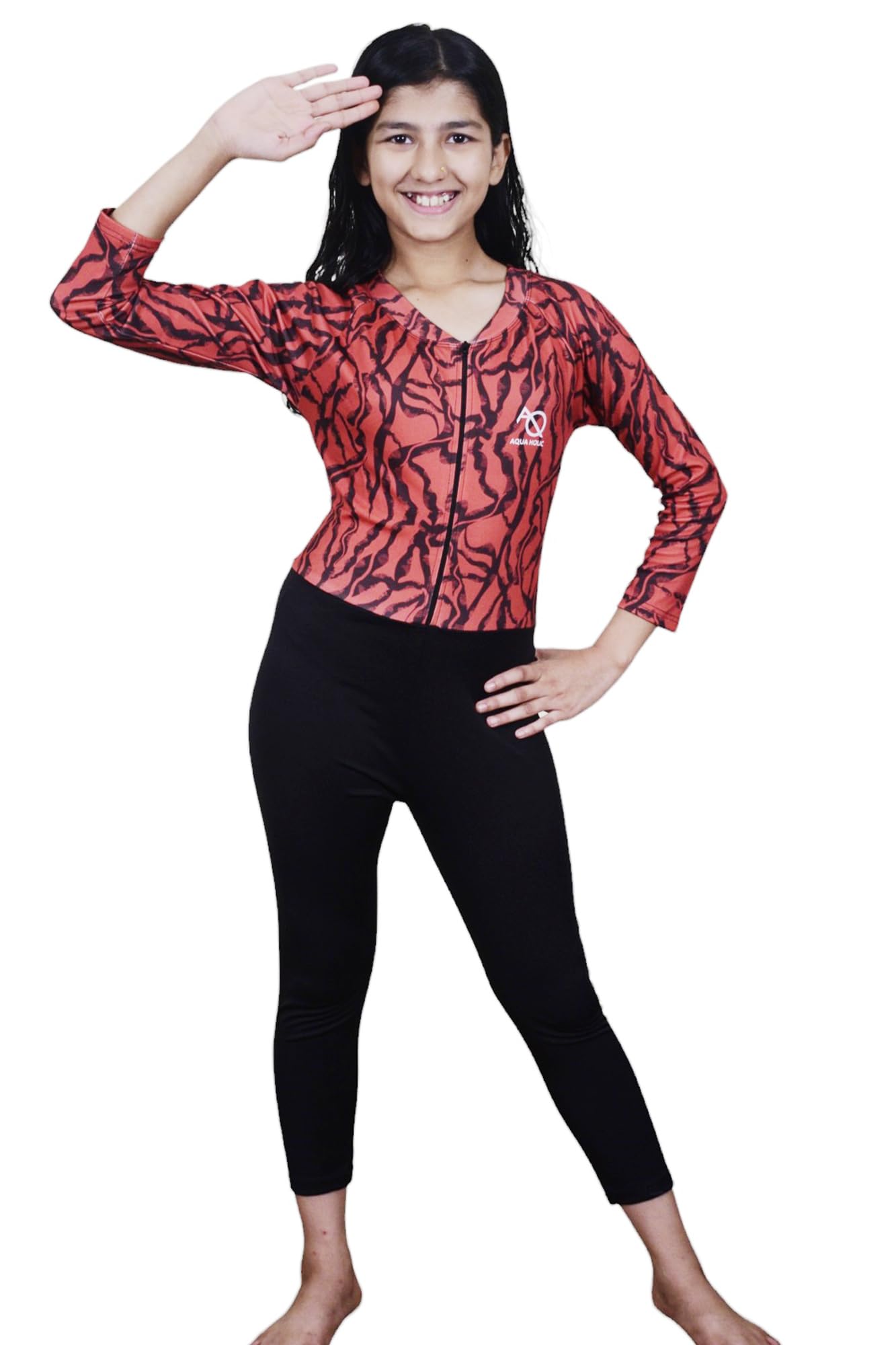 Spandex Regular Fit Printed Full Sleeves Swim Suit for Girls | Swimming Suit | Adjustable, Breathable, Quick Drying Swim Suit for Swimming, Yoga, Gym Waterpark (G-Fullsuit(Red-Spider) 34)-image-32