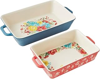Pioneer Woman Fancy Flourish 2-Piece Rectangular Ceramic Baker Set