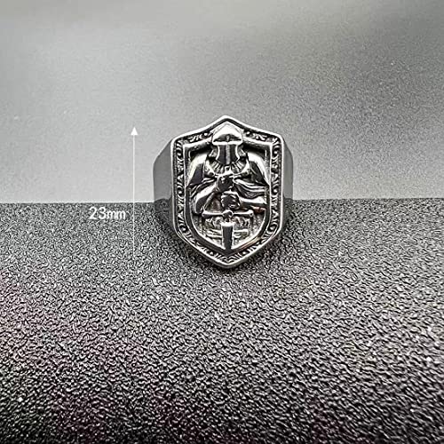 Laimiumiu33 Knights Cross Sword Armor Shield Templar Rings For Men Biker 316 Stainless Steel Rings Paladin Worrior Hunter Style Iced Out Jewelry Punk Ring Hip Hop Heavy Metal Mens Fashion Rings (9) #TOP2