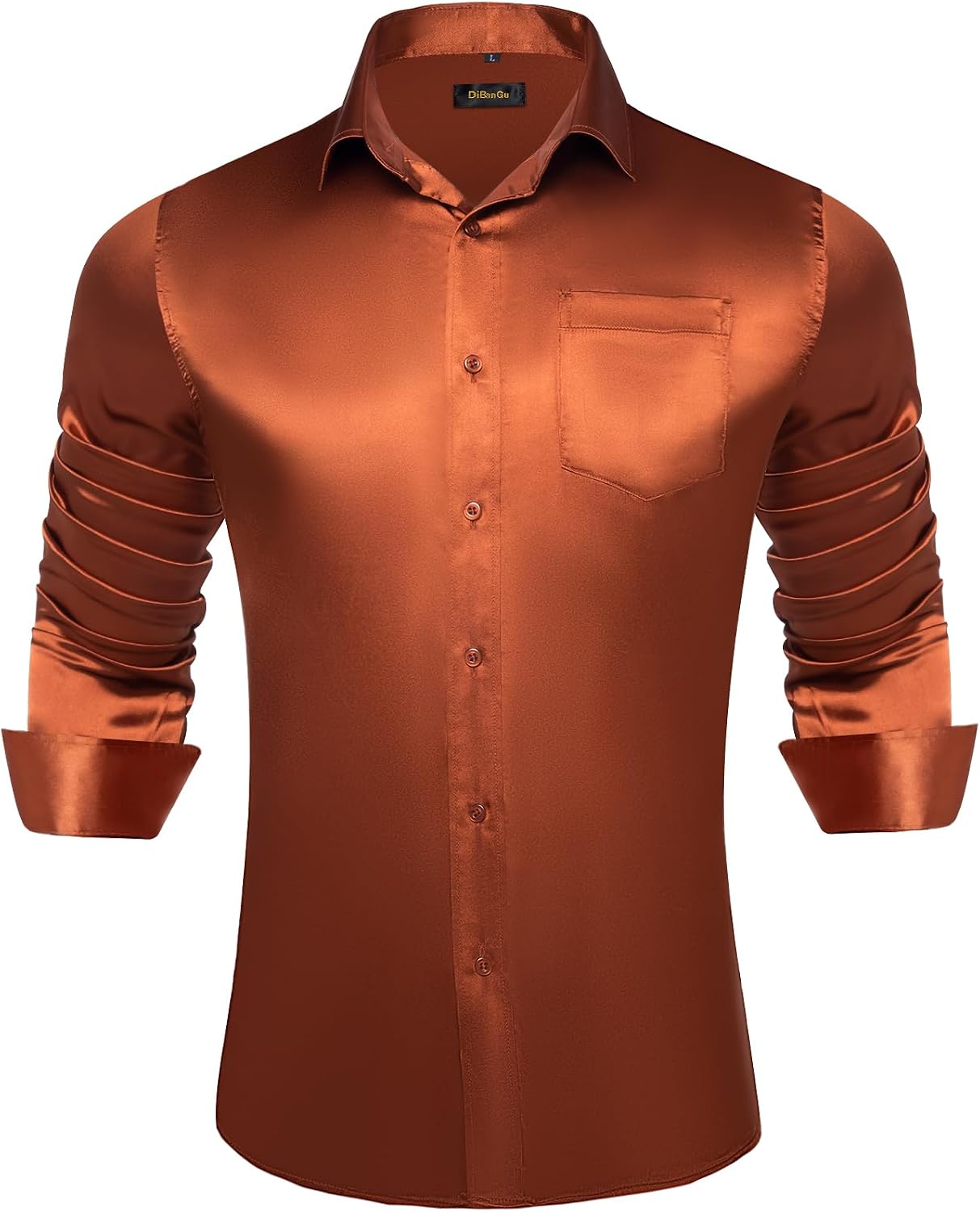 DiBanGu Long Sleeve Button Up Shirts for Men Casual Business Shirt with Pocket Solid Regular Fit Shirts for Formal Wedding