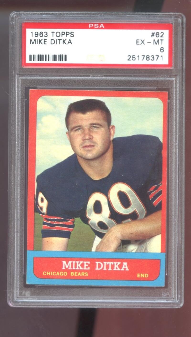 1963 Topps #62 Mike Ditka PSA 6 Graded Football Card NFL Chicago Bears