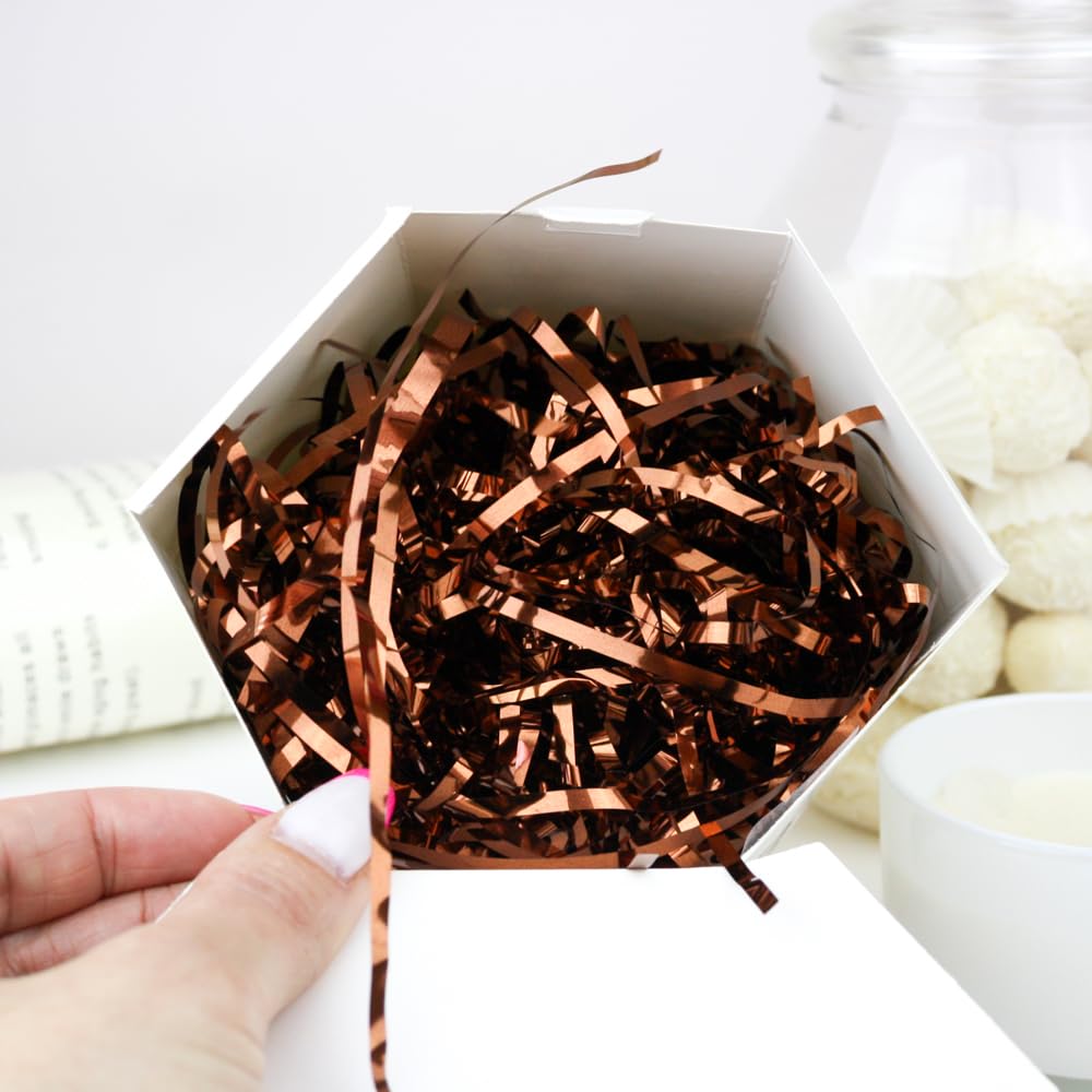 Emartbuy 500 Grams - Metallic Copper Metallic Copper Shredded Paper 500G – Metallic Tinsel Foil Gift Filling For Hampers, Packaging & Crafting | Paper For Gift Boxes, Baskets & Decorations