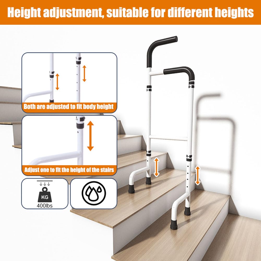 Barra de asistencia de pie, dispositivo de asistencia de aluminio ajustable para ancianos, portátil, ayuda de movilidad para elevar escaleras, para personas mayores, adultos y otros que necesitan