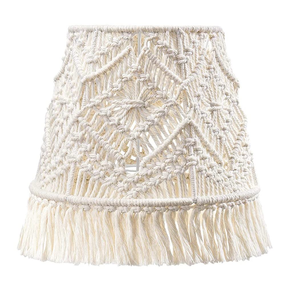 CWCQGH Macrame Lamp Shade Handmade Woven Floor Cover for Bedroom Cotton Rope Lampshade Homestay Home Decor