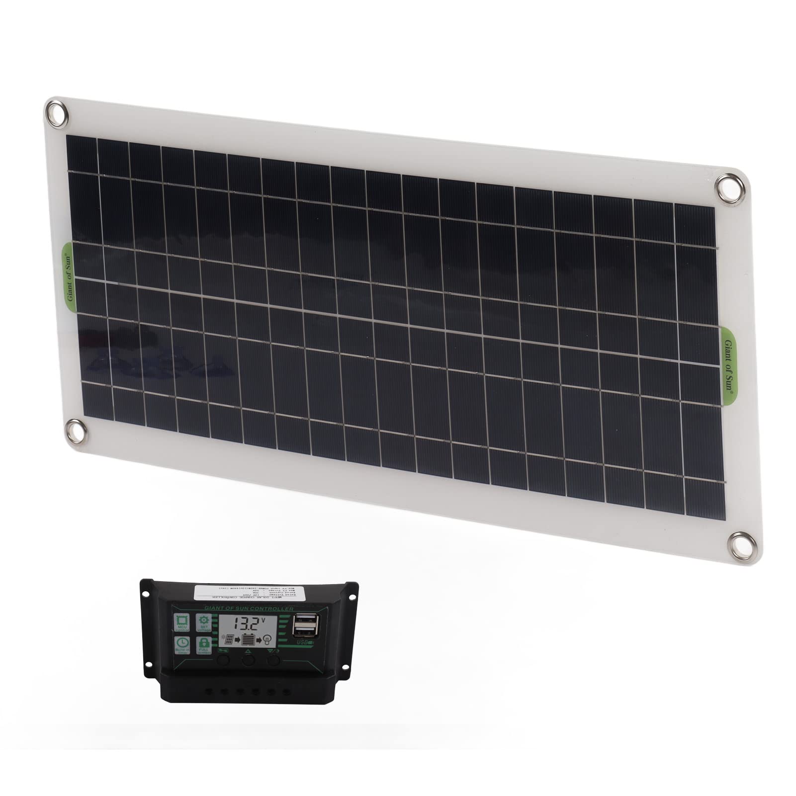 Panel Solar, 30W Panel Solar 30a Cargador Kit de Controlador de Voltaje Silicio Policristalino para 12V Coche RV Barco Remolque Marino Piezas y accesorios para caravanas