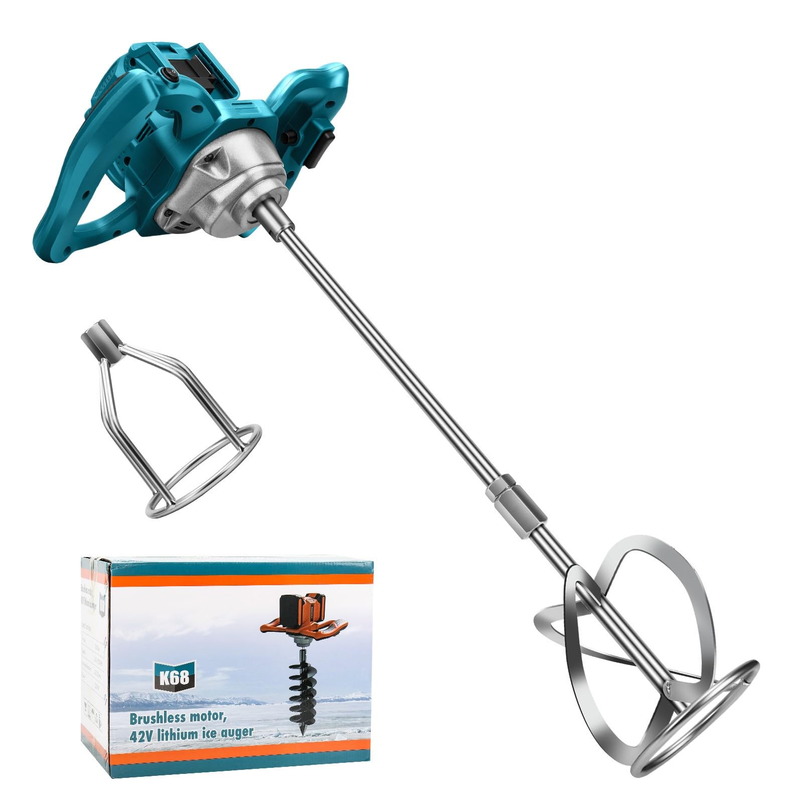 Cementmixer compatibel met Makita 18V batterij, 3200W draagbare verfmortelmixer met 6 snelheden, max. 680 tpm, elektrische betonroerder voor het mengen van voedermortelverf lijm stopverf (geen Cementmixer compatibel met Makita 18V batterij, 3200W draagbare verfmortelmixer met 6 snelheden, max. 680 tpm, elektrische betonroerder voor het mengen van voedermortelverf lijm stopverf (geen
