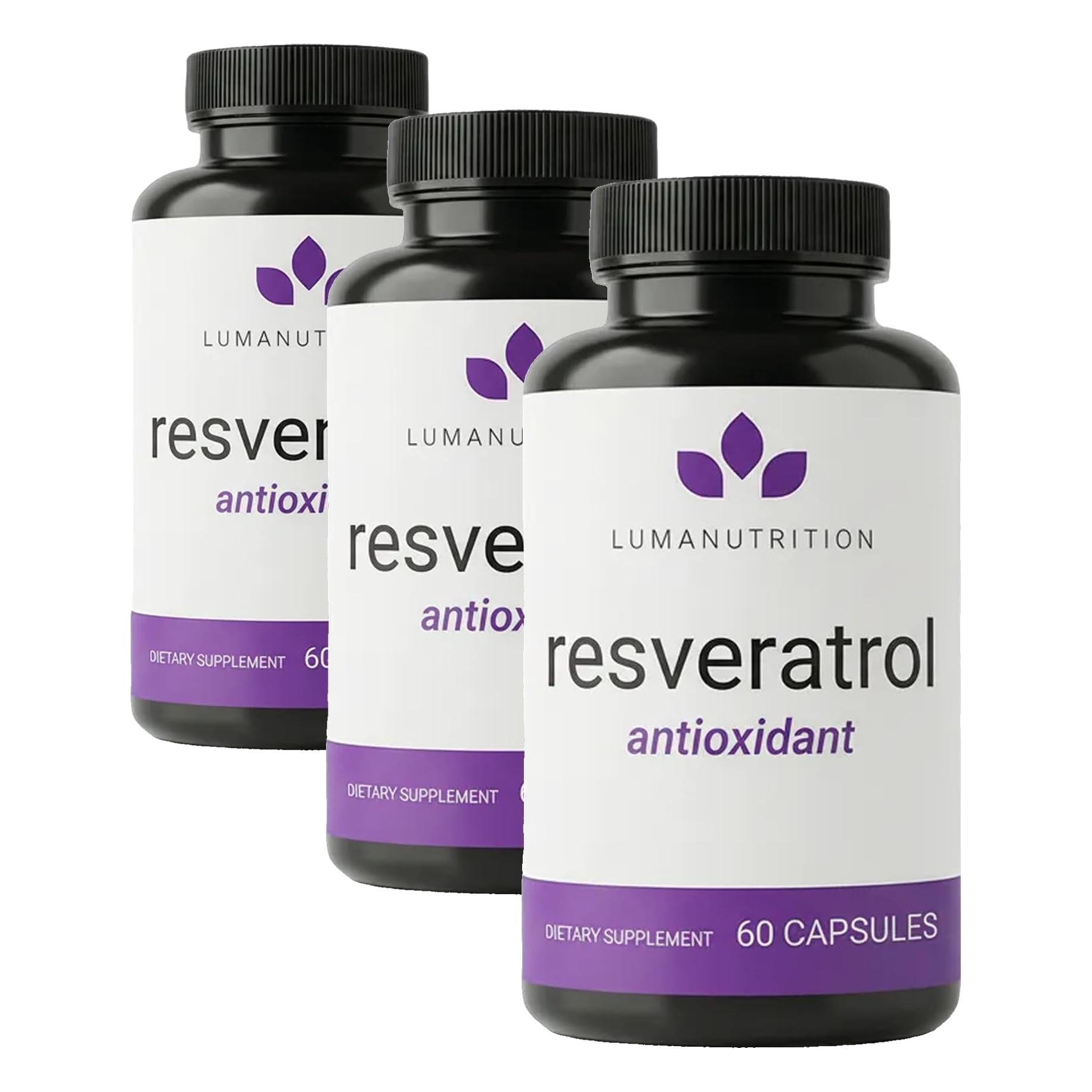 Luma Nutrition Pure Resveratrol Supplement - Antioxidant - 60 Capsules (Pack of 3)