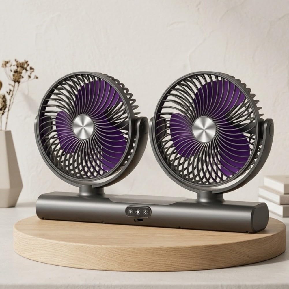 Ventilador USB Silencioso 3000mAh con Nocturna Ventilador USB(Gray)