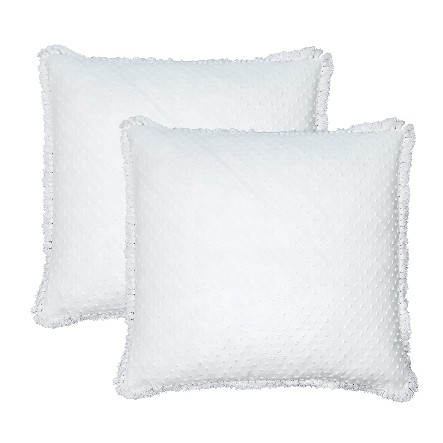 White Euro Sham Shabby Chic Boho Lace 100% Cotton Tufted Jacquard Classic Vintage Farmhouse European Pillow Sham Set of 2 Zipper Closure by JNG Kraftlab