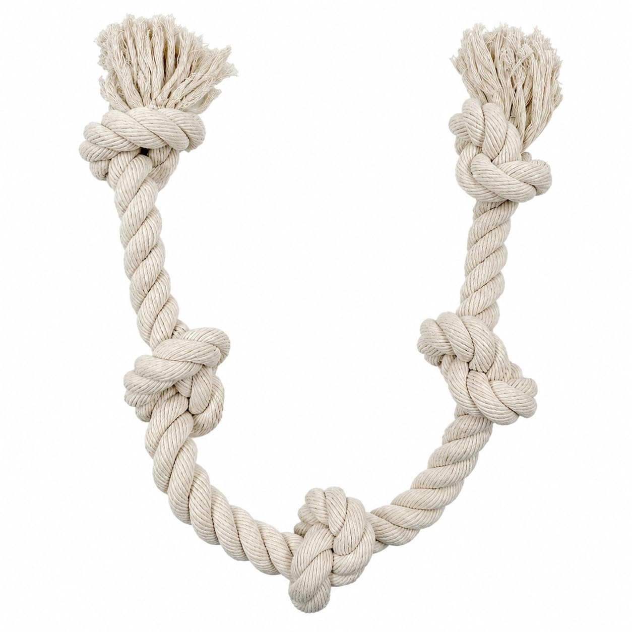 Dog Rope Toy for Aggressive Chewers, 7 Rope Sizes for Puppies, Small, Medium &amp; Large Dogs, 100% Natural Undyed Cotton for Chewing &amp; Tug of War – M-L, 2-Ply Twisted, 5 Knots, Medium Dogs (18–30 kg)