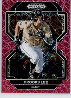 2022 Panini Prizm Draft Picks Prizms Neon Pink Velocity #8 Brooks Lee RC Rookie Cal Poly Mustangs Baseball Trading Card