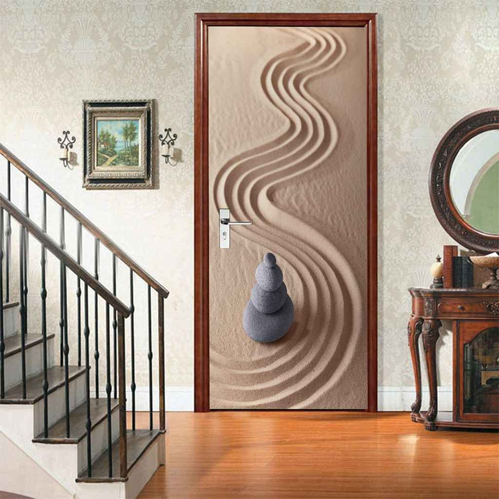 Sticker Porte 3D Trompe-l'œil Style Romain - 63x205 Cm - PVC Imperméable - Déco Maison Moderne - Facile à Poser