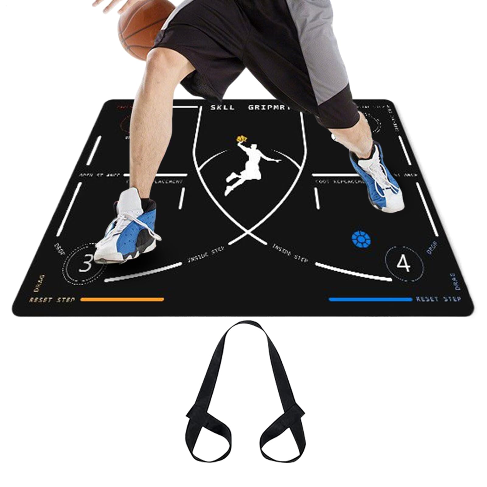 Basketballmatten für Training, leise, tragbare Trainingspad, Basketball-Dribbling-Hilfe, Agility-Trainer, für Dribbling, Sprungkraft, Fußschritt, Übung, Entwicklung