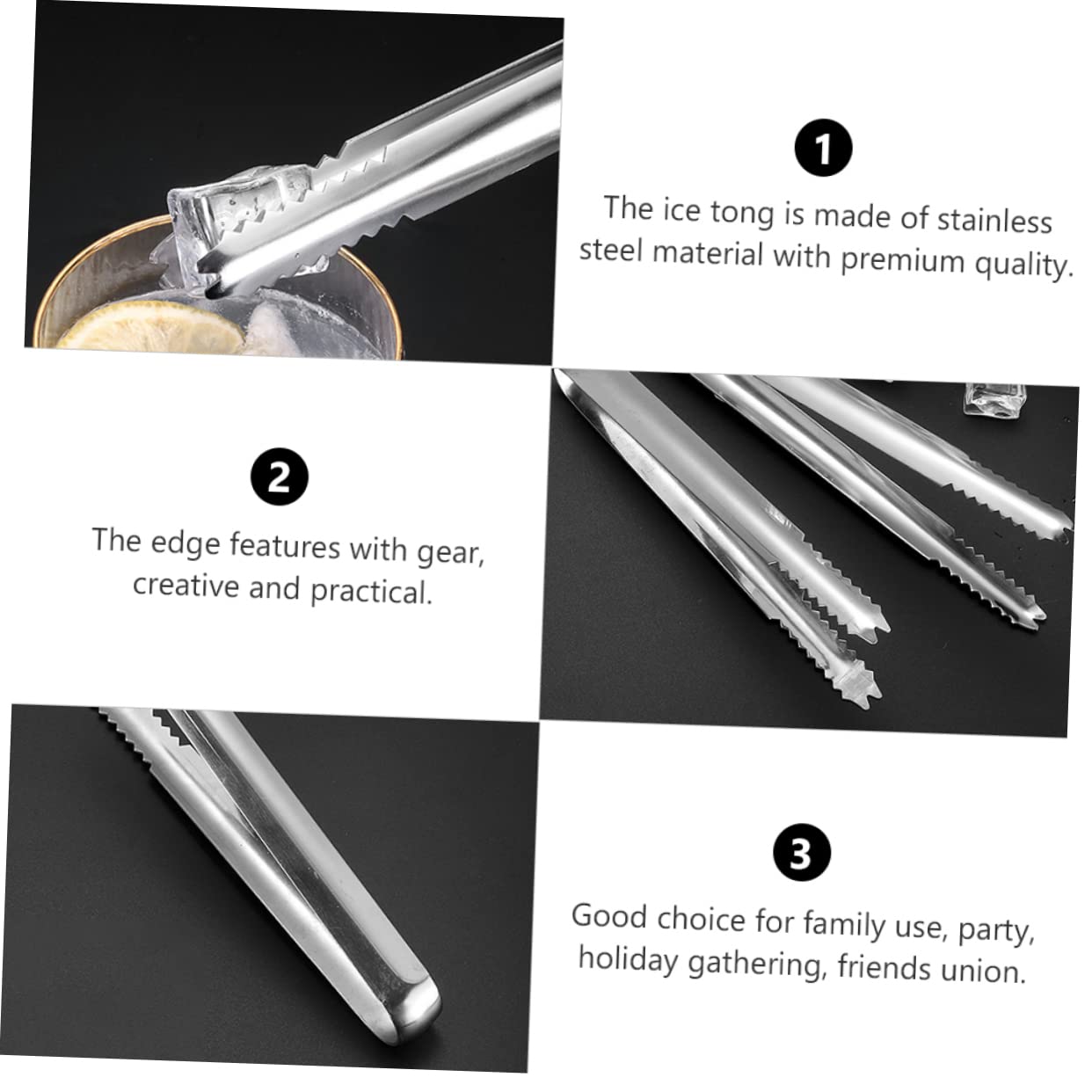 HOLIDYOYO 4pcs Ice Cube Tongs Steel Barbecue Clip Food Clamp Tong Appetizers Tongs Grilling Tongs Tools Mini Appetizer Tongs Ice Cube Clips Clear Bread Tongs 201 Stainless Steel