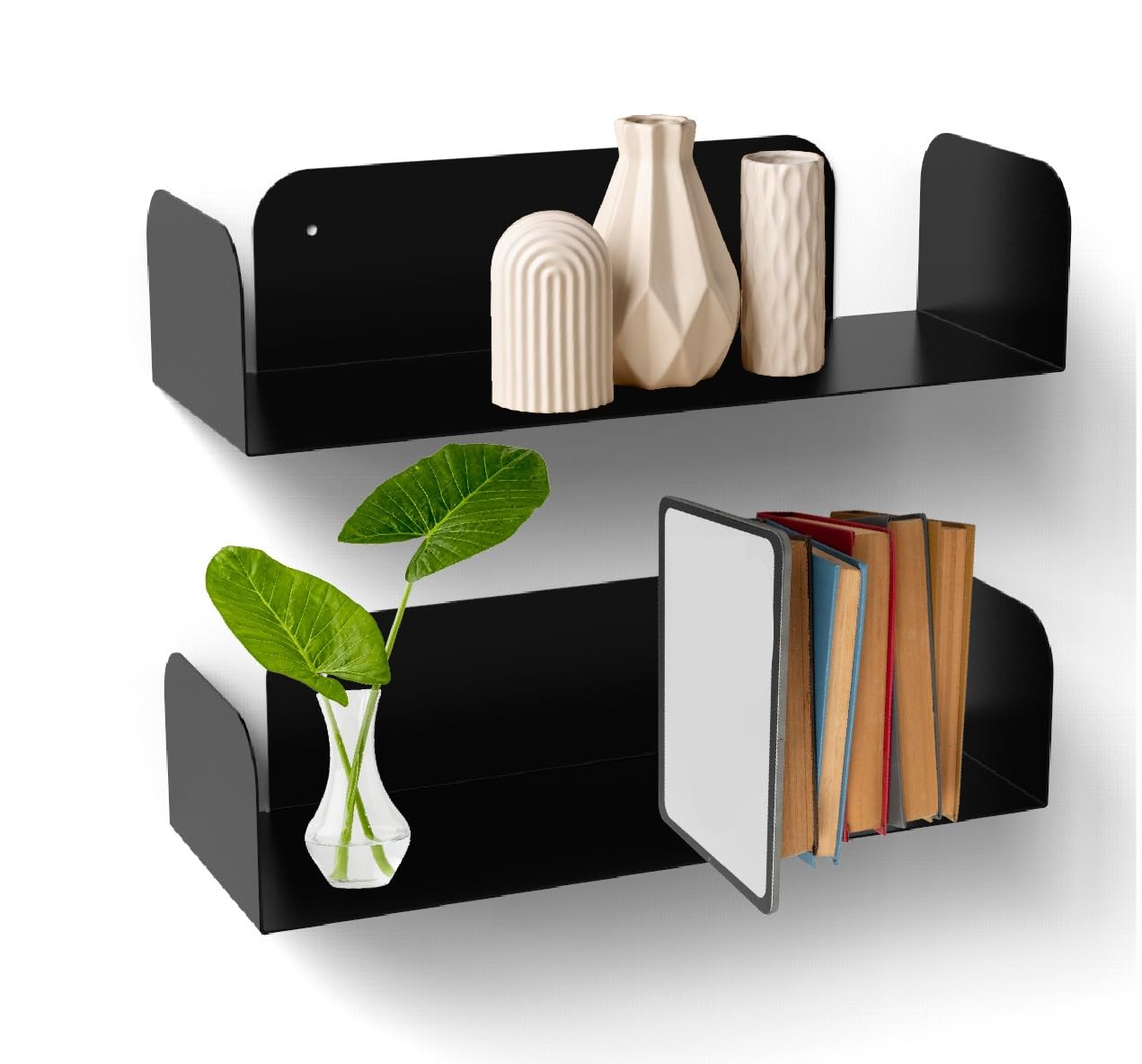 LIAVE Estantería Pared Metálica | 41x14cm | 100% Acero | Baldas Pared Decorativas y Funcionales | Estantes para Decoración y Organización del Hogar | Baldas baño | Prateleiras Parede