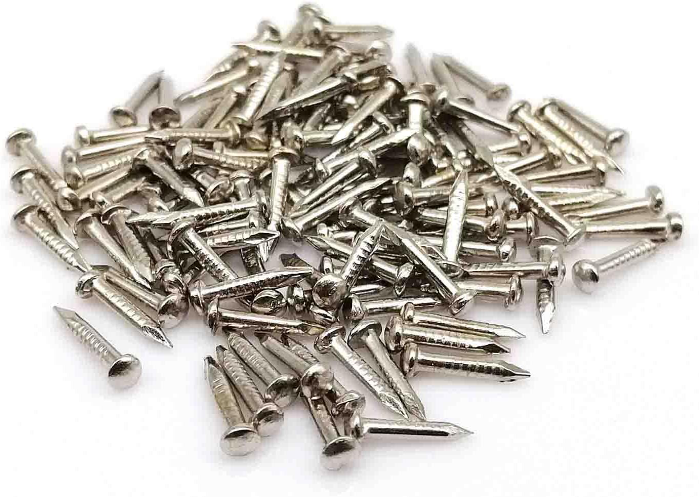 Tiny Wooden Nails for DIY Craft Projects, Antique Drawer Repairing, Mini Boxes Decorative Accessories[Set of 200pcs] (1×8mm, Silver)