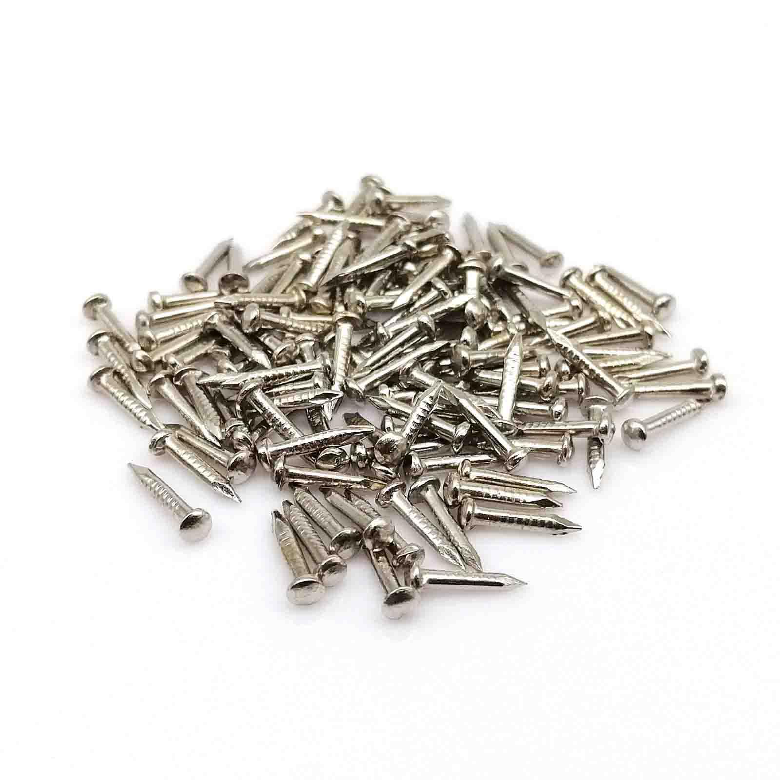 Tiny Wooden Nails for DIY Craft Projects, Antique Drawer Repairing, Mini Boxes Decorative Accessories[Set of 200pcs] (1×8mm, Silver)