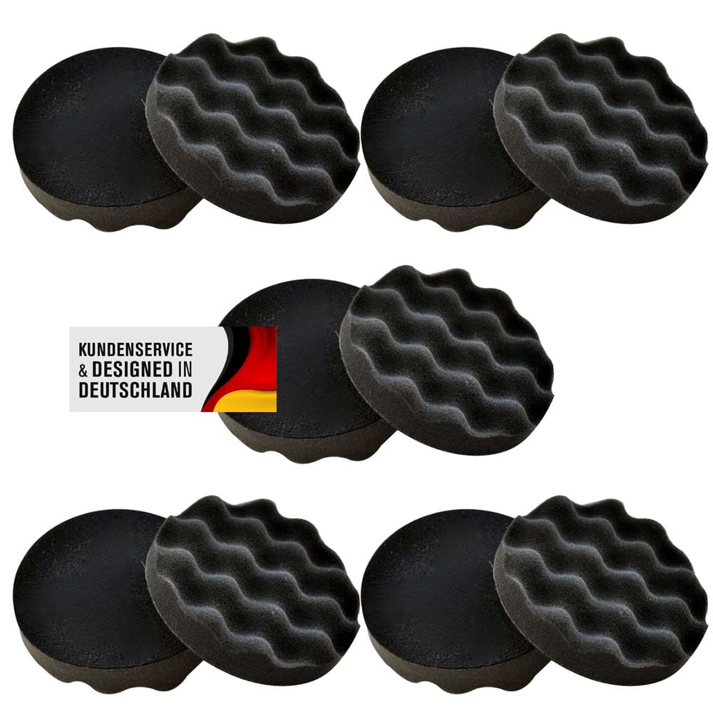 Set di 10 spugne per lucidatura, 180 mm, con velcro, in diversi gradi di durezza e dimensioni