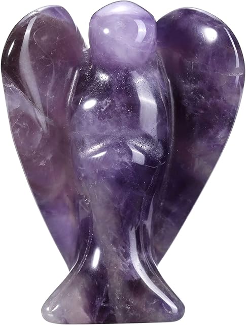 CrystalTears Natural Amethyst Crystal Pocket Guardian Angel, 1.5" Reiki Healing