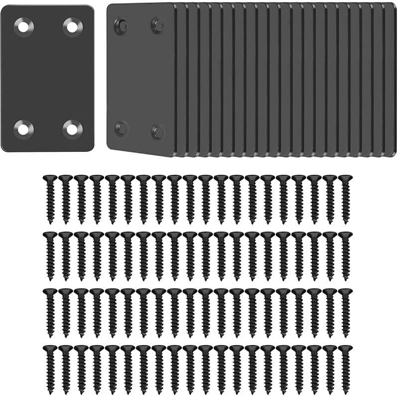 20 Pack 2.4x1.5 Black Flat MLK MLK, Metal Mending Plates, 0.06