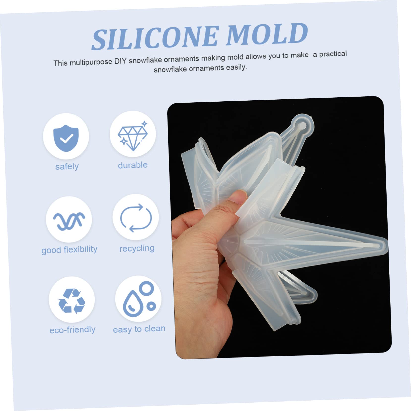 SHINEOFI 8 Pièces Moule De Flocon De Neige en Résine Moule D'ornement De Flocon De Neige Moules à De Noël De Para Gélatine Accessoire De Bricolage Décor De Noël Blanche Gel De Silice