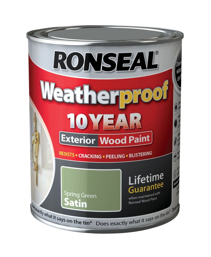 Ronseal Green Weatherproof 10 Year Exterior Wood Paint Satin 750Ml Spring