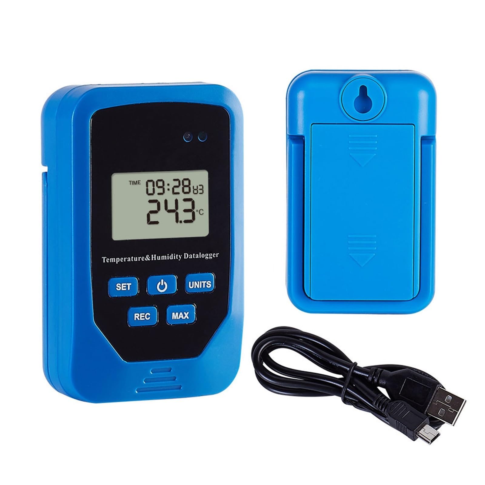 Cyfrowy, plastikowy rejestrator danych temperatury USB, wysoka dokładność, stopień ochrony IP65, wyświetlacz LCD, termometr rejestrujący C/F