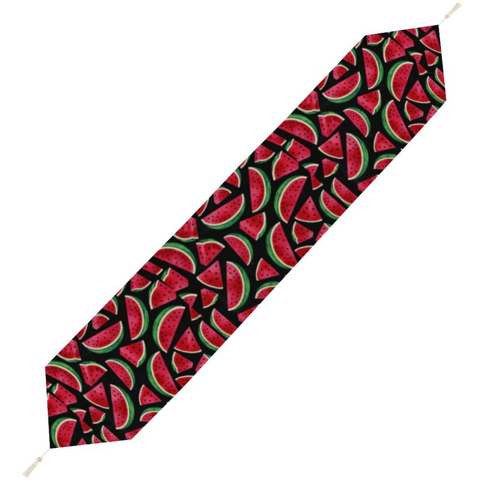JZemdybill 178*33cm Table Runner with Tassel, Red Watermelon Table Runner, Table Decoration for Kitchen, Party, Restaurant