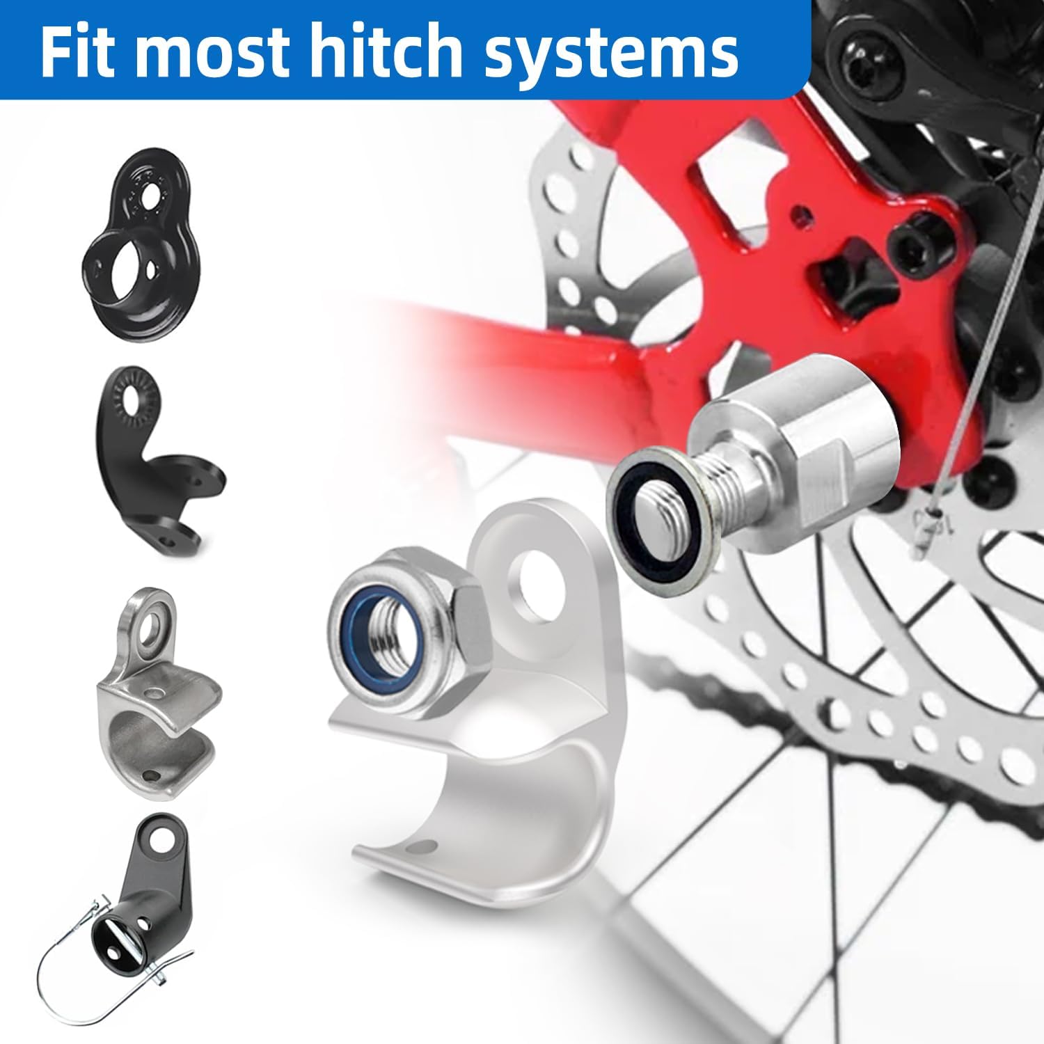 Universal Thru Axle Trailer Hitch Adapter for Thule Bikes - Adjustable M12x1.0/1.5/1.75 Axle (157-192mm), 304 Stainless Steel & 6061-T6 Aluminum Shaft