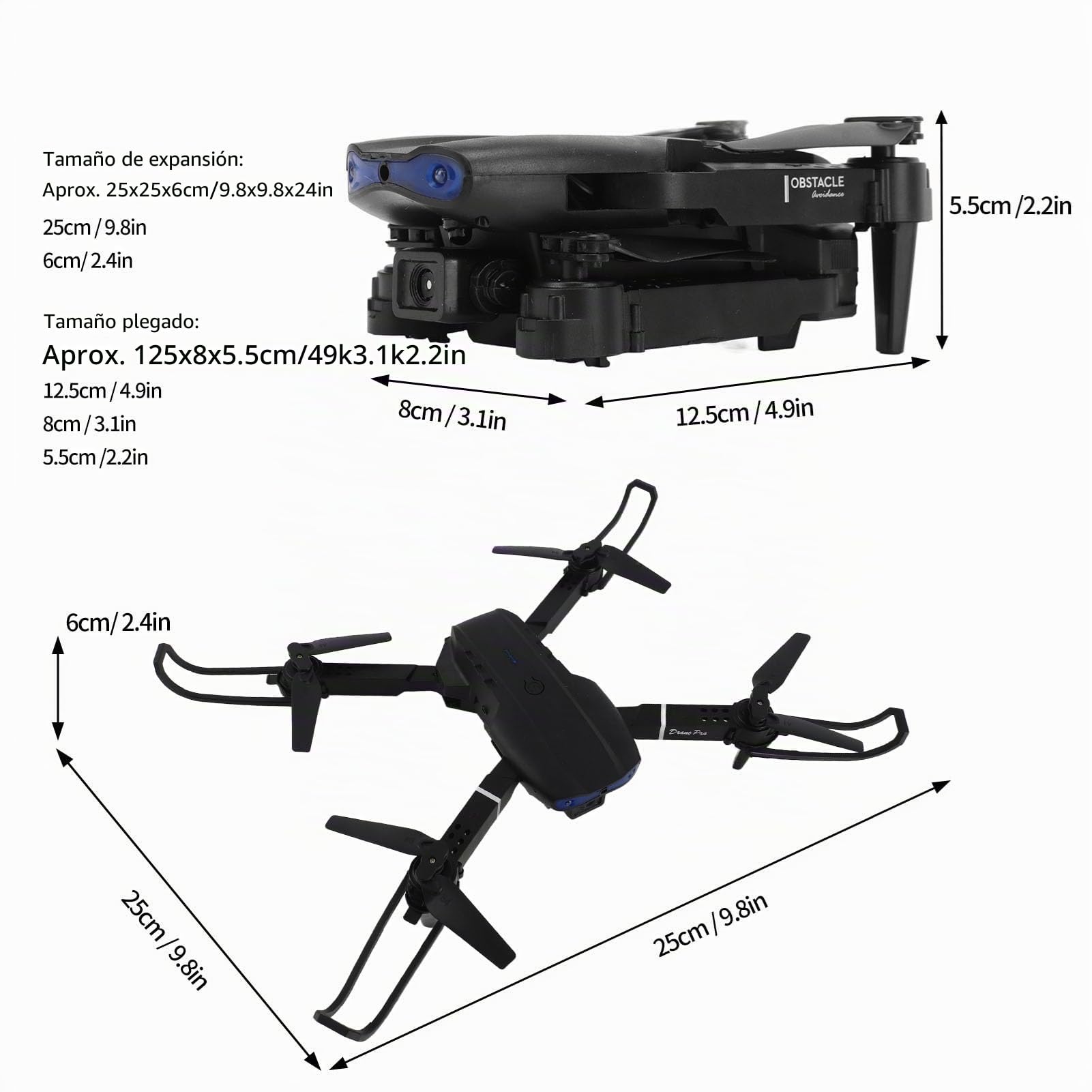 HD 4K Cámara Dual 3 Lados para Evitar Obstáculos WiFi Quadcopter Drone con Zoom 50X para Fotografía Aérea y Control Remoto para Múltiples Vuelos Divertidos