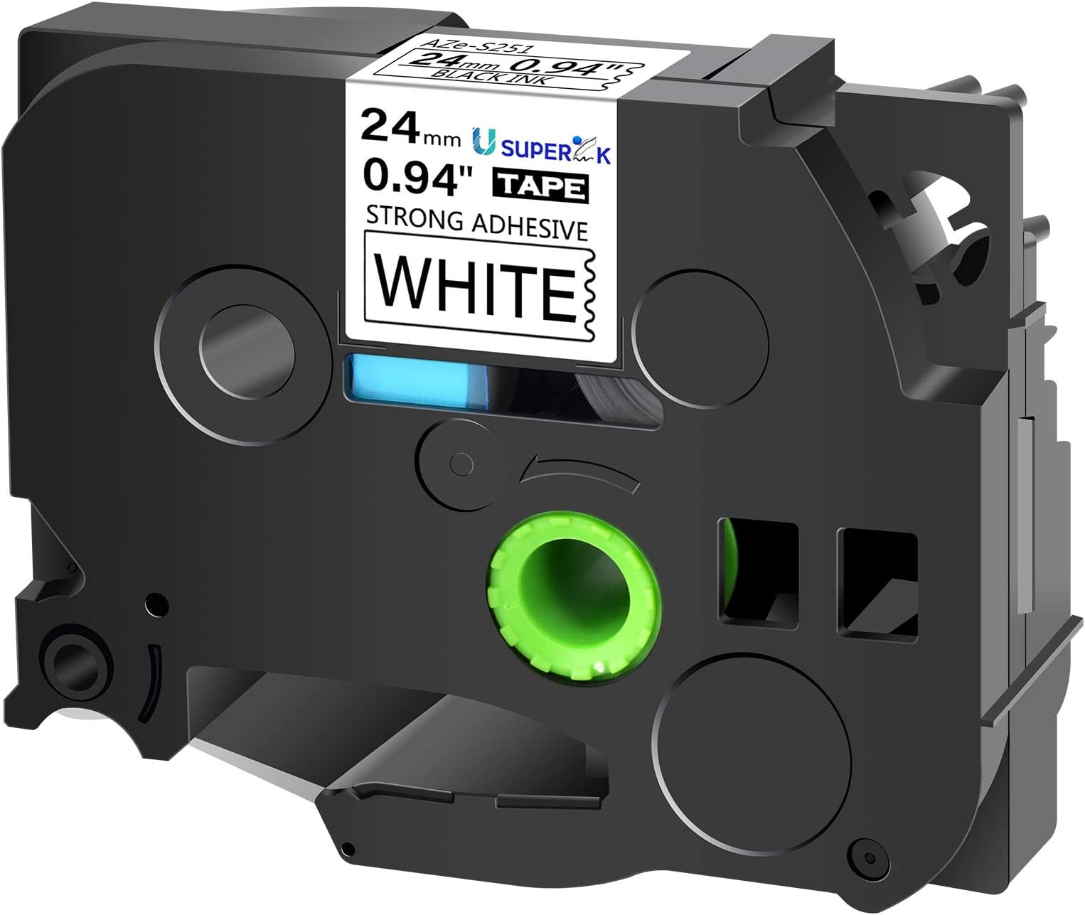 USUPERINK 1 Pack Compatible for Brother P-Touch TZe-S251 TZeS251 TZ-S251 TZS251 24mm 1'' 0.94'' Laminated TZe Black on White Extra Strength Label Tape Work with PT-D600 P700 P710BT E500 Label Maker