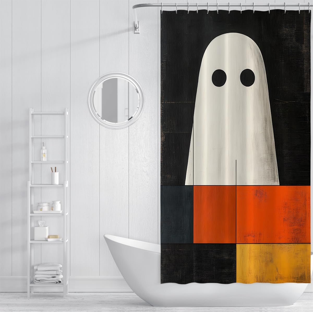 Cortina de Ducha Fantasma Lindo Abstracto Geométrico Halloween 180x220cm