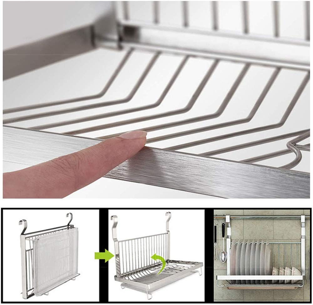 Escurreplatos de acero inoxidable, soportes para platos, ganchos colgantes en S, escurridor sobre fregadero, diseño moderno de lujo, secador de platos de cocina plateado