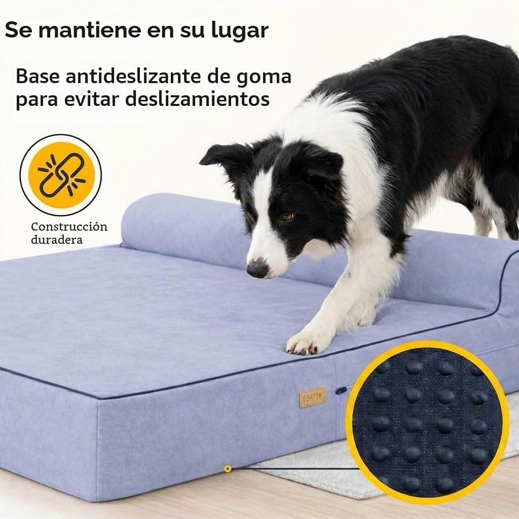 KOPEKS Cama Grande para Perros Mascotas Grandes con Memoria Viscoelástica Ortopédico 91 x 71 x 15 cm más la Almohada - L - Gris