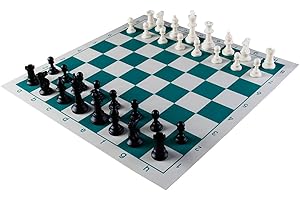 Chess Set 17" x 17" Plastic Roll-Up Travel Chess in Carry Tube with Shoulder Strap