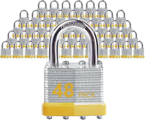 Miniatura 8 de Candados con llave de acero laminado resistente, cerraduras iguales con llave, candados normales de grillete, XanHen, cuerpo ancho de 1-916 pulgadas
