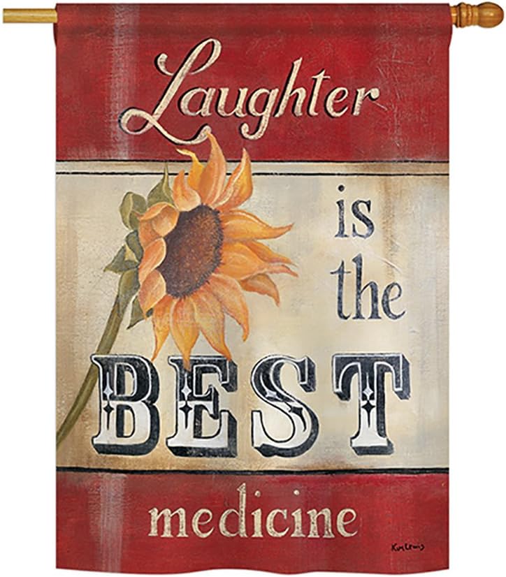 Welcome Laughter is the Best Medicine House Flag Sweet Life Inspirational Spiritual Hope Love Wisdom Support Emotion Postive Small Decorative Gift Yard Banner Made In USA 28 X 40